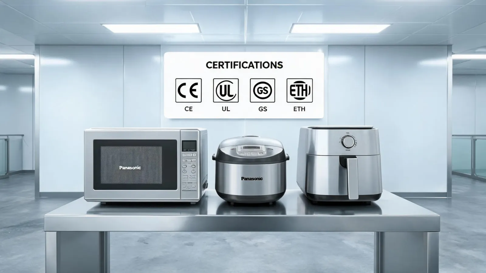 Flagship microwave and cooking appliance line with certification wall